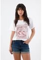Tennis Camiseta Mujer Algodón Blanco Fit Relajado Con Cerezas de Tennis