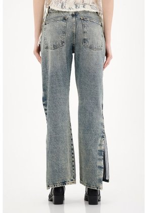 Tennis Jean Recto Con Aberturas Y Abrochaduras Laterales Para Mujer