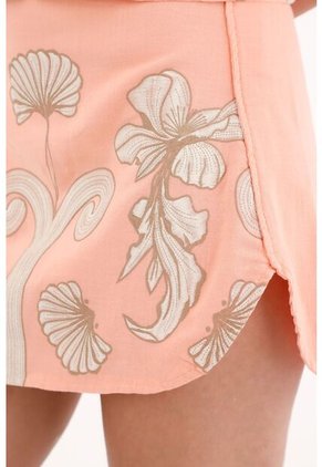 Falda Corta Rosada Con Estampado Especial Para Mujer