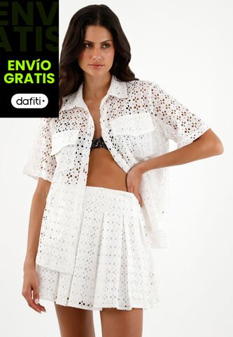 Tennis Camisa Blanca En Ojalillo Para Mujer Tennis