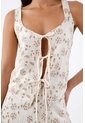 Tennis Camisa Para Mujer En  Marfil Fit Relajado Con Lazos Frontales de Tennis