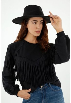 Sombrero De Mujer, Estilo Texano Color Negro