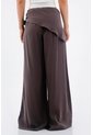 Tennis Pantalón Para Mujer De Tejido Fluido Marrón Palazzo Con Cintura Cruzada de Tennis