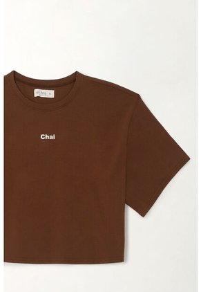 Tennis Camiseta Boxy Fit Con Estampado Texto Café Para Mujer