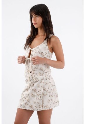 Tennis Camisa Para Mujer En Lyocell Marfil Fit Relajado Con Lazos Frontales