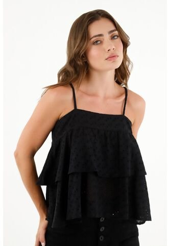 Tennis Camisa Negra En Ojalillo Para Mujer Tennis