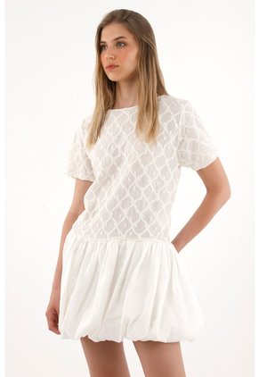 Tennis Vestido Corto Con Falda Abombachada Crudo Para Mujer