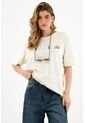 Camiseta Unisex Con Mini Bordado De Banana Crudo de Tennis