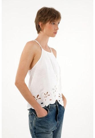 Tennis Camisa Cuello Halter Blanca Para Mujer Tennis