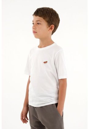 Camiseta Blanca De Manga Corta Para Niño