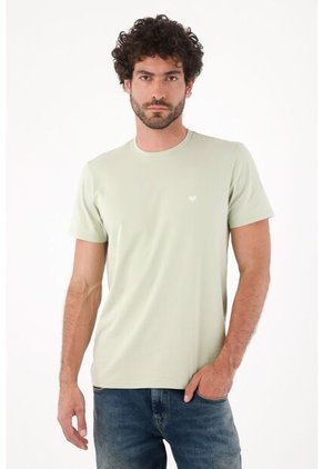 Tennis Camiseta Para Hombre De Algodón Verde Regular Fit Con Mini Raquetas Al Pecho