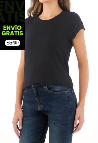 Tennis Camiseta Cuello Redondo Negra Para Mujer Tennis