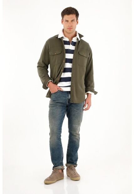 Tennis Buzo Tipo Polo Azul Estampado A Rayas Para Hombre