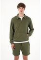 Tennis Buzo Tipo Polo Con Bolsillo Canguro Verde Para Hombre de Tennis