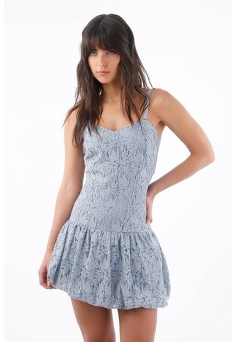 Tennis Vestido Corto Para Mujer De Encaje Azul Cielo Entallado Con Escote Corazón Tennis