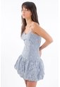 Tennis Vestido Corto Para Mujer De Encaje Azul Cielo Entallado Con Escote Corazón de Tennis
