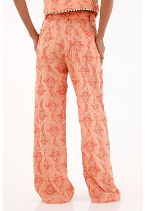 Tennis Pantalón Recto Naranja Con Bordado Para Mujer