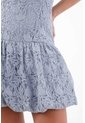 Tennis Vestido Corto Para Mujer De Encaje Azul Cielo Entallado Con Escote Corazón de Tennis
