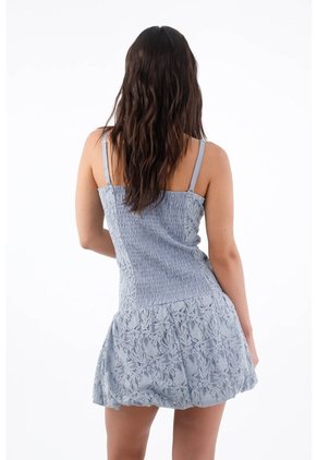 Tennis Vestido Corto Para Mujer De Encaje Azul Cielo Entallado Con Escote Corazón