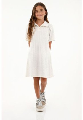 Vestido Corto Tipo Polo Crudo Para Niña