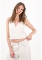 Tennis Chaleco Corto Con Frente Cruzado En Blanco Para Mujer de Tennis