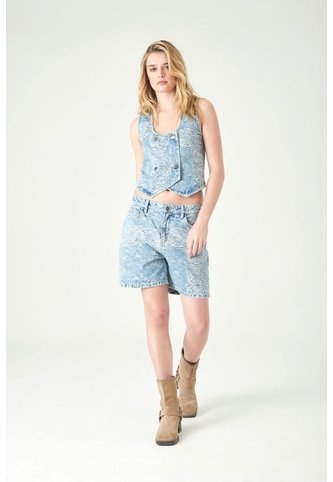 Tennis Bermuda Larga Estampada En Denim Para Mujer Tennis