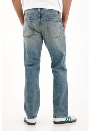 Tennis Jean Recto Con Efecto Salpicado Azul Para Hombre