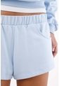 Tennis Bermuda Para Mujer En Algodón Azul Cielo Fit Relajado Con Pretina Elástica Ancha de Tennis
