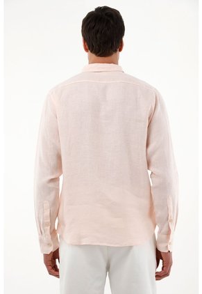 Camisa Rosada En Lino Para Hombre