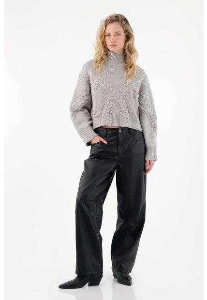 Tennis Buzo Con Tejido Trenzado Gris Para Mujer