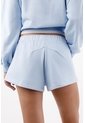 Tennis Bermuda Para Mujer En Algodón Azul Cielo Fit Relajado Con Pretina Elástica Ancha de Tennis