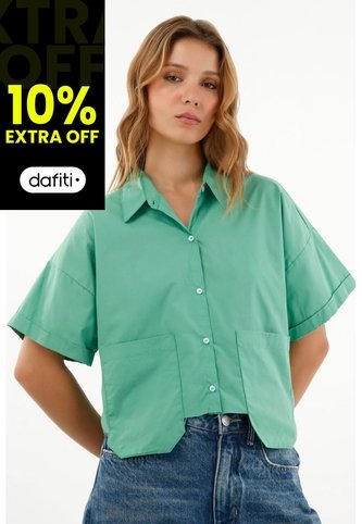 Tennis Camisa Verde Con Ruedo Al Corte Para Mujer Tennis