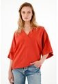 Camisa Roja Con Escote En V Para Mujer de Tennis