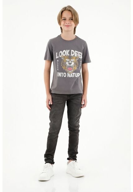 Camiseta Gris Estampada Para Niño
