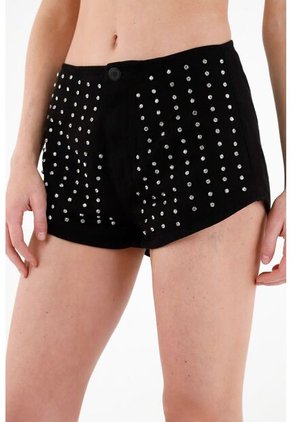 Tennis Short Negro Con Apliques Para Mujer