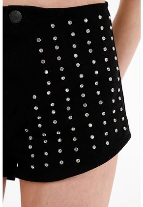 Tennis Short Negro Con Apliques Para Mujer