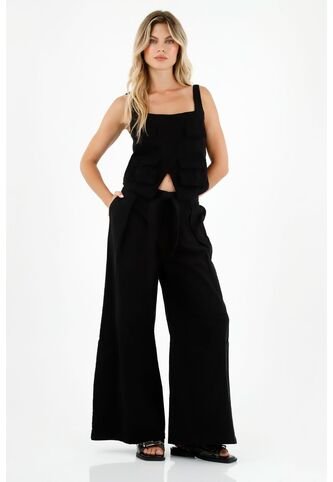 Tennis Camisa Negra Con Bolsillos Cargo Para Mujer Tennis