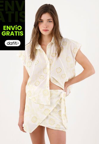 Tennis Camisa Sin Mangas Relajadas Con Bordado Floral Blanco Para Mujer Tennis