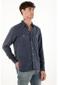 Tennis Camisa Clásica Manga Larga Azul Para Hombre de Tennis