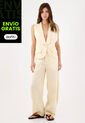 Tennis Chaleco Fit Relajado Con Solapa Amplia En Lino Beige Para Mujer de Tennis