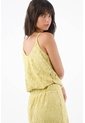 Tennis Top De Tiras Para Mujer En Encaje De Algodón Amarillo Fit Relajado Con Escote Cruzado de Tennis