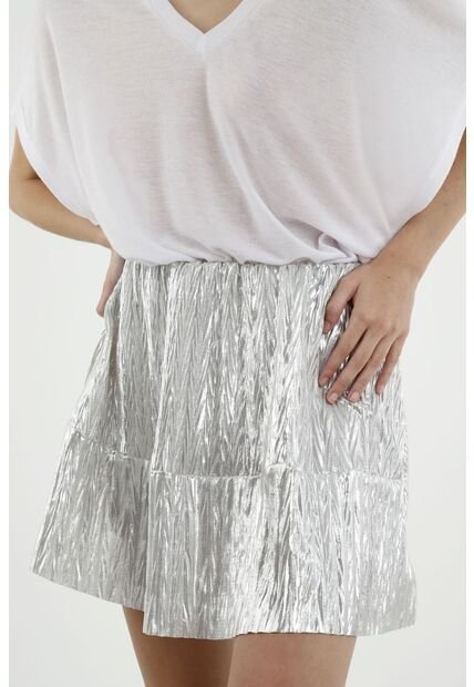 Falda Brillante Gris Para Mujer