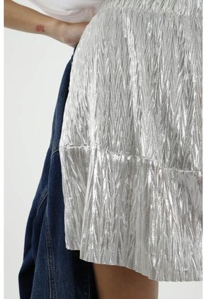 Falda Brillante Gris Para Mujer