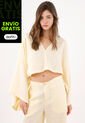Tennis Camisa Fit Relajado Con Mangas Kimono En Lino Amarillo Pastel Para Mujer de Tennis