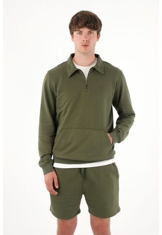 Tennis Buzo Tipo Polo Con Bolsillo Canguro Verde Para Hombre Tennis