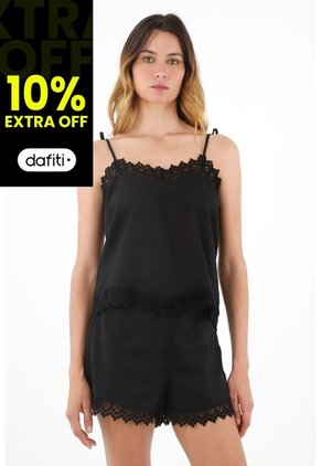 Tennis Camisa Negra De Tiras Ajustables Para Mujer