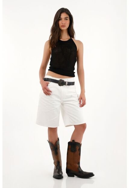 Tennis Camiseta De Tejido Abierto Negra Para Mujer