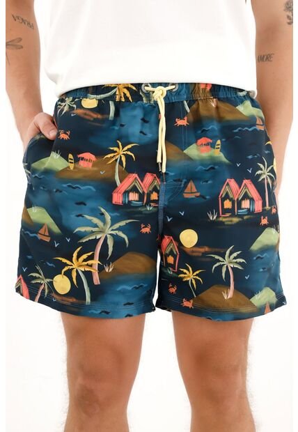 Tennis Pantaloneta De Baño Azul Estampada Para Hombre