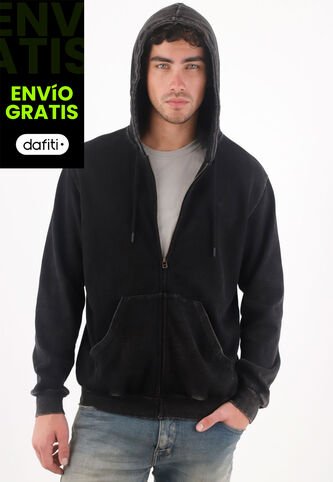 Tennis Buzo Regular Fit Con Efecto Lavado En Algodón Negro Para Hombre Tennis