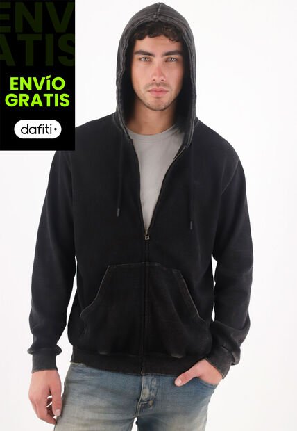 Tennis Buzo Regular Fit Con Efecto Lavado En Algodón Negro Para Hombre